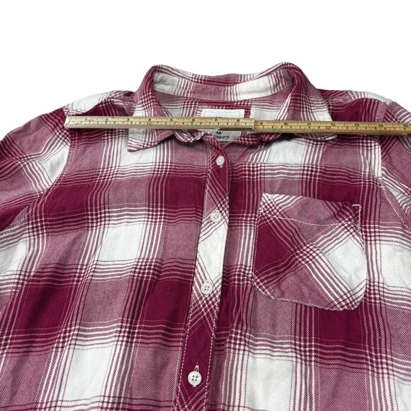 Sonoma Burgundy & White Plaid Button-Up Everyday Shirt M - Picture 6 of 9